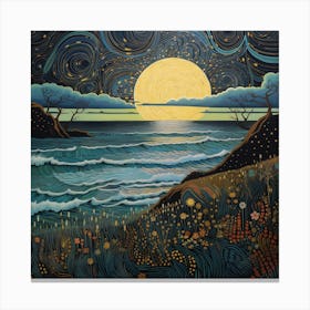 Moonlight Over The Ocean 2 Canvas Print