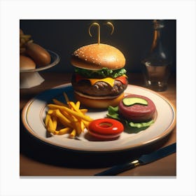 Burger And Fries 18 Canvas Print