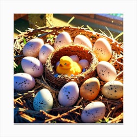 Easter Eggs In A Nest Canvas Print