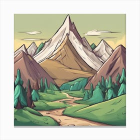 Cartoon Mountain Landscape 2 Canvas Print