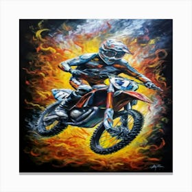 Dirt Biker On Fire Canvas Print