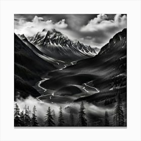 Black And White Mountain Landscape Canvas Print