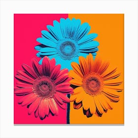 Andy Warhol Style Pop Art Flowers Gerbera Daisy 2 Square Canvas Print