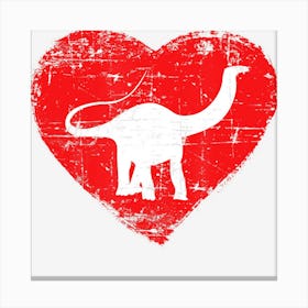 Love Dinosaur Heart Brontosaurus Canvas Print