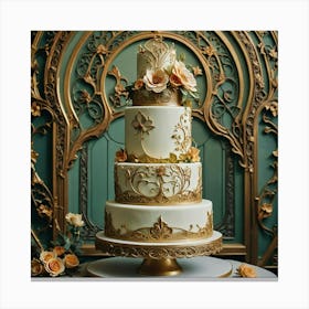 Gold Wedding Cake Canvas Print