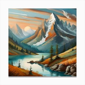 Firefly An Illustration Of A Beautiful Majestic Cinematic Tranquil Mountain Landscape 5894 Canvas Print