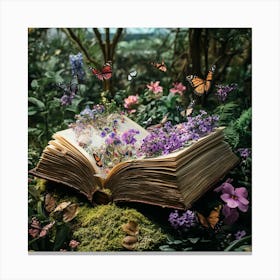 Open Book With Butterflies Canvas Print