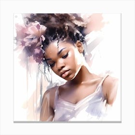 Watercolor Of A Black Woman Canvas Print