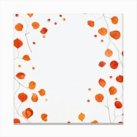 Autumn Artwork Showcasing Minimalist Design Featuring An Inventive Spread Of Leaves And Berries Sca (6) Canvas Print