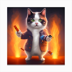 Cat With A Gun Canvas Print