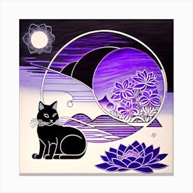 Lotus cat purple Canvas Print