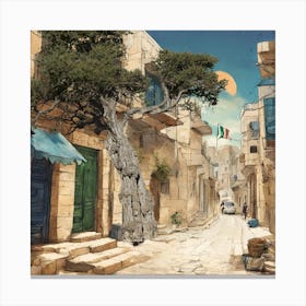 Street In Malta early traditional house landscape art Canvas Print