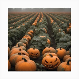 Pumpkins In A Field 2 Canvas Print