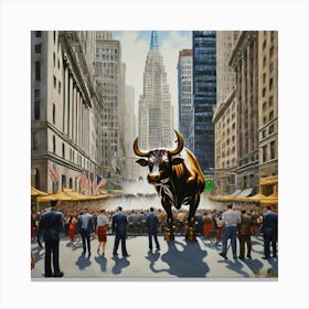 Bull On Wall Street Canvas Print