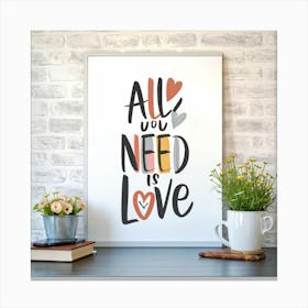 Love Is Love Typography 5 Canvas Print