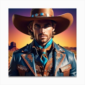Cowboy In Hat 4 Canvas Print