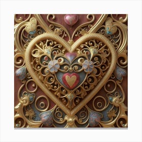 Ornate Vintage Hearts Lace Victorian 1 Canvas Print