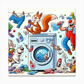 Laundry Cartoon Vector Illustration Canvas Print