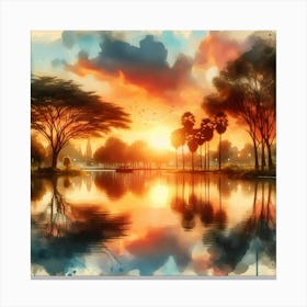 Sunset In The Park Canvas Print