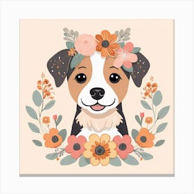 Floral Baby Dog Nursery Illustration (7) Canvas Print
