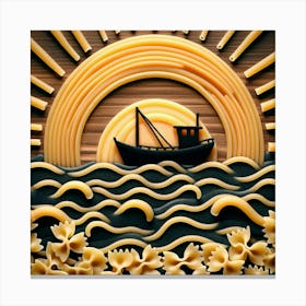 Pasta Boat At Sunset Canvas Print