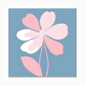 A White And Pink Flower In Minimalist Style Square Composition 202 Canvas Print