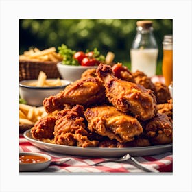 Fried Chicken And French Fries Canvas Print