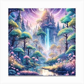 A Fantasy Forest With Twinkling Stars In Pastel Tone Square Composition 325 Canvas Print