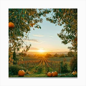 An Isolated Rustic Natural View Of A Bountiful Garden In Autumn Where A Plethora Of Verdant Pumpk Canvas Print