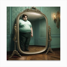 Fat Man In Mirror Canvas Print