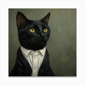 Black Cat In A Suit Canvas Print