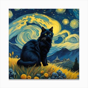 Starry Night Cat Canvas Print