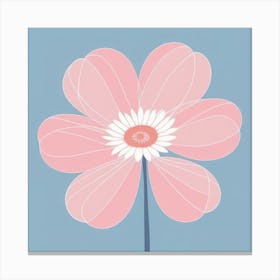 A White And Pink Flower In Minimalist Style Square Composition 352 Canvas Print