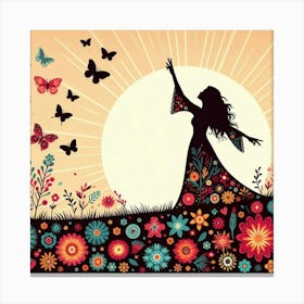 Woman With Butterflies Canvas Print