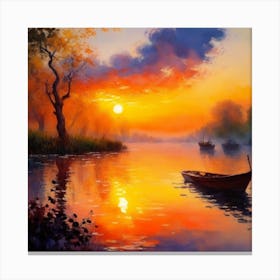 Sunset On The River Canvas Print
