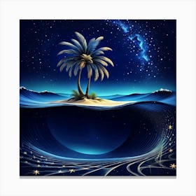 Palm Tree In The Ocean Canvas Print