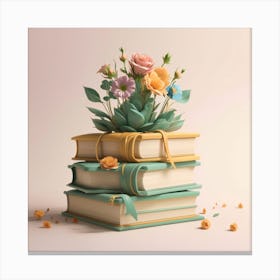 Flowers On Books 2 Canvas Print