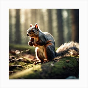 Squirrel In The Forest 210 Canvas Print