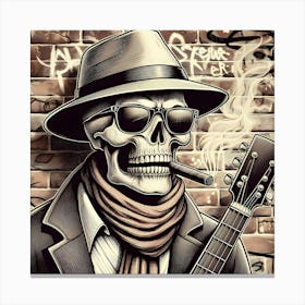 Skeleton With Guitar 5 Canvas Print