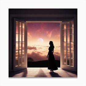 Woman Looking At The Sky Canvas Print