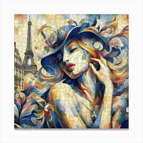 Abstract Puzzle Art French woman in Paris 3 Canvas Print