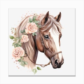 Horse Head With Roses 1 Canvas Print