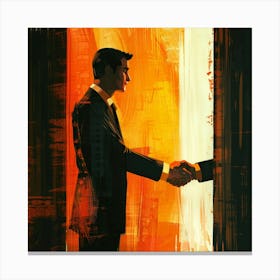 Two Men Shaking Hands 1 Canvas Print