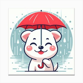 Cute Dog With Umbrella Canvas Print