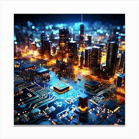 Cityscape At Night 1 Canvas Print