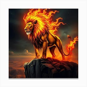 Lion On Fire 1 Canvas Print