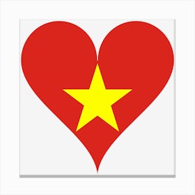 Heart Love Vietnam Flag Star Asia South Symbol Canvas Print