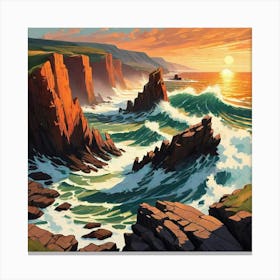 Sunset On The Cliffs 3 Canvas Print