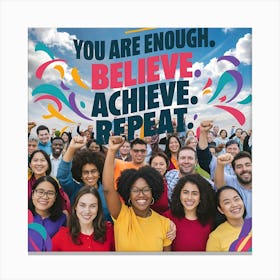 You Are Enough Believe Achieve Repeat Canvas Print