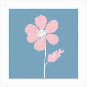 A White And Pink Flower In Minimalist Style Square Composition 515 Canvas Print